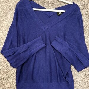 INC International Concepts Women's V-Neck Sweater in Deep Blue
